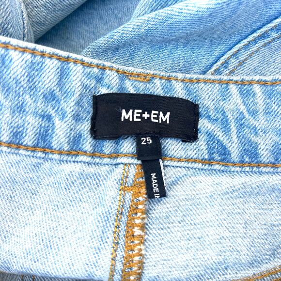 ME+EM Frayed Hem Engineered-Leg Jeans Barrel Pants Size 25 Cotton Blue - Picture 13 of 15